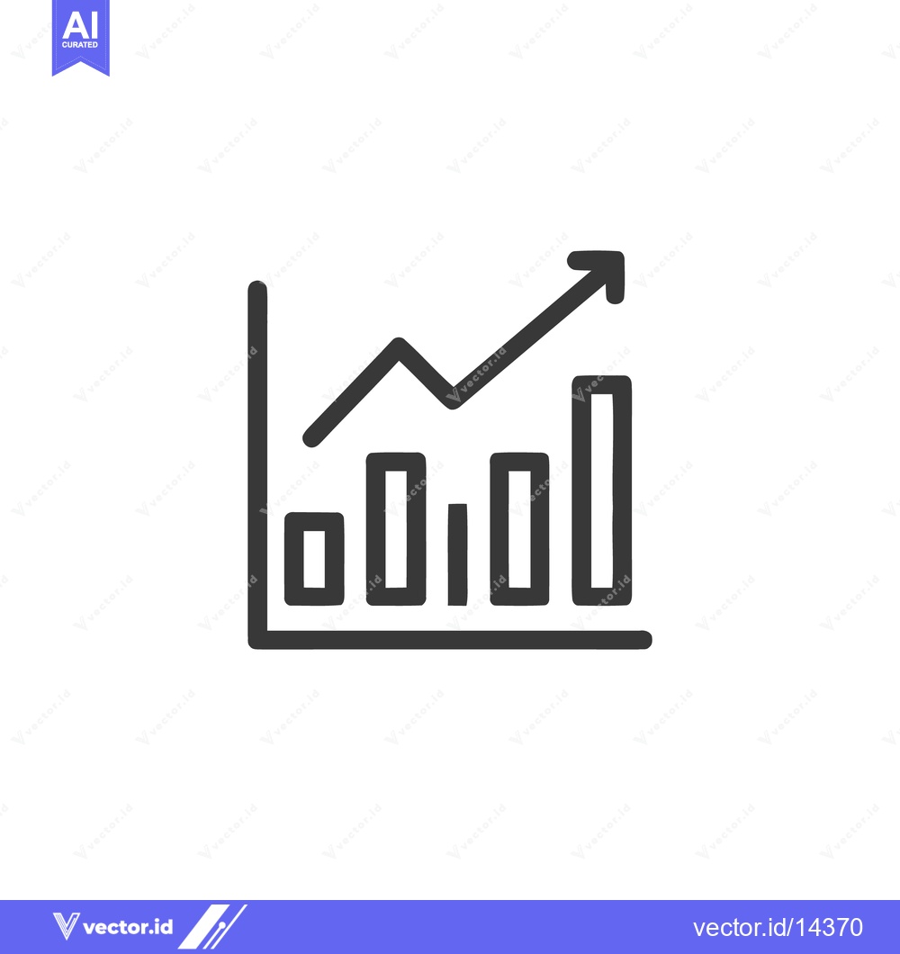 Premium Vector of Ascending Bar Graph with Arrow, Financial Growth Icon, Minimalist Desi