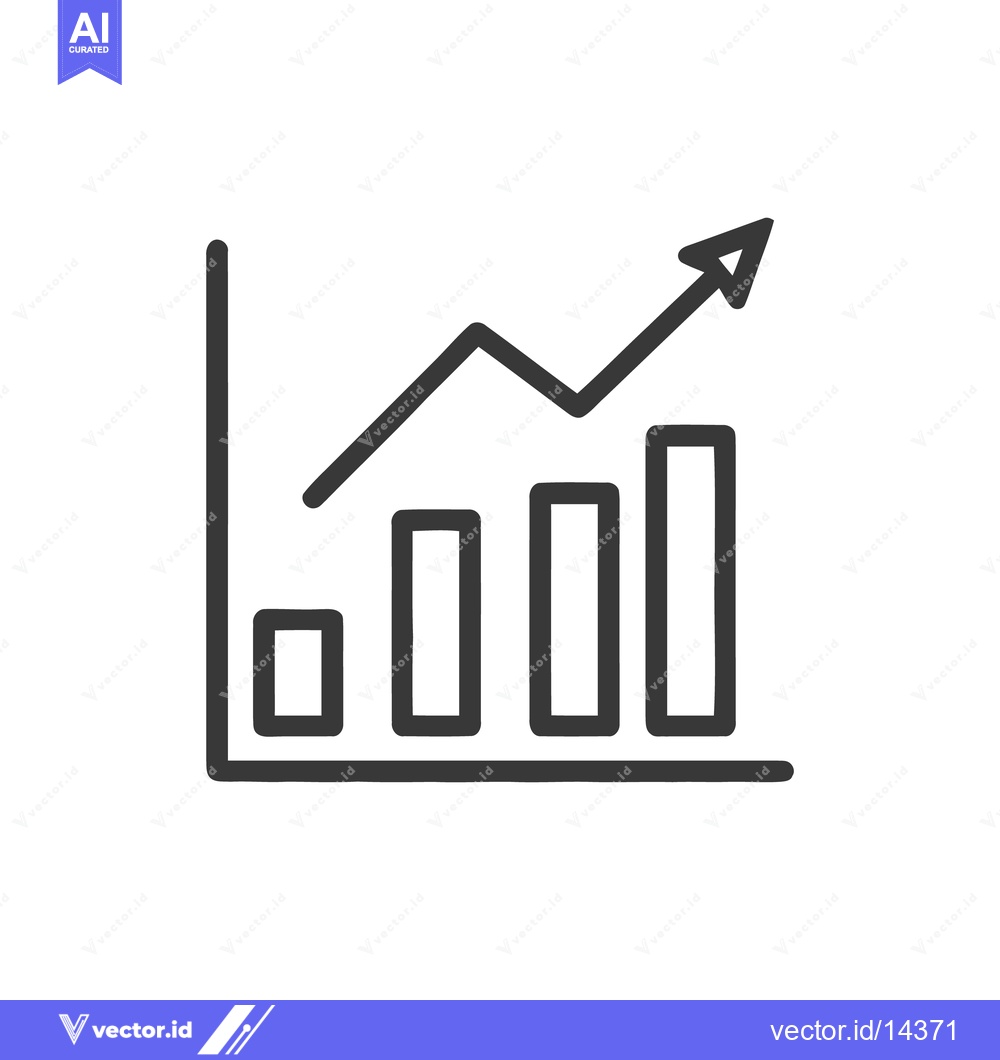 Premium Vector dari Hand-Drawn Bar Graph with Upward Trend Line on White Background
