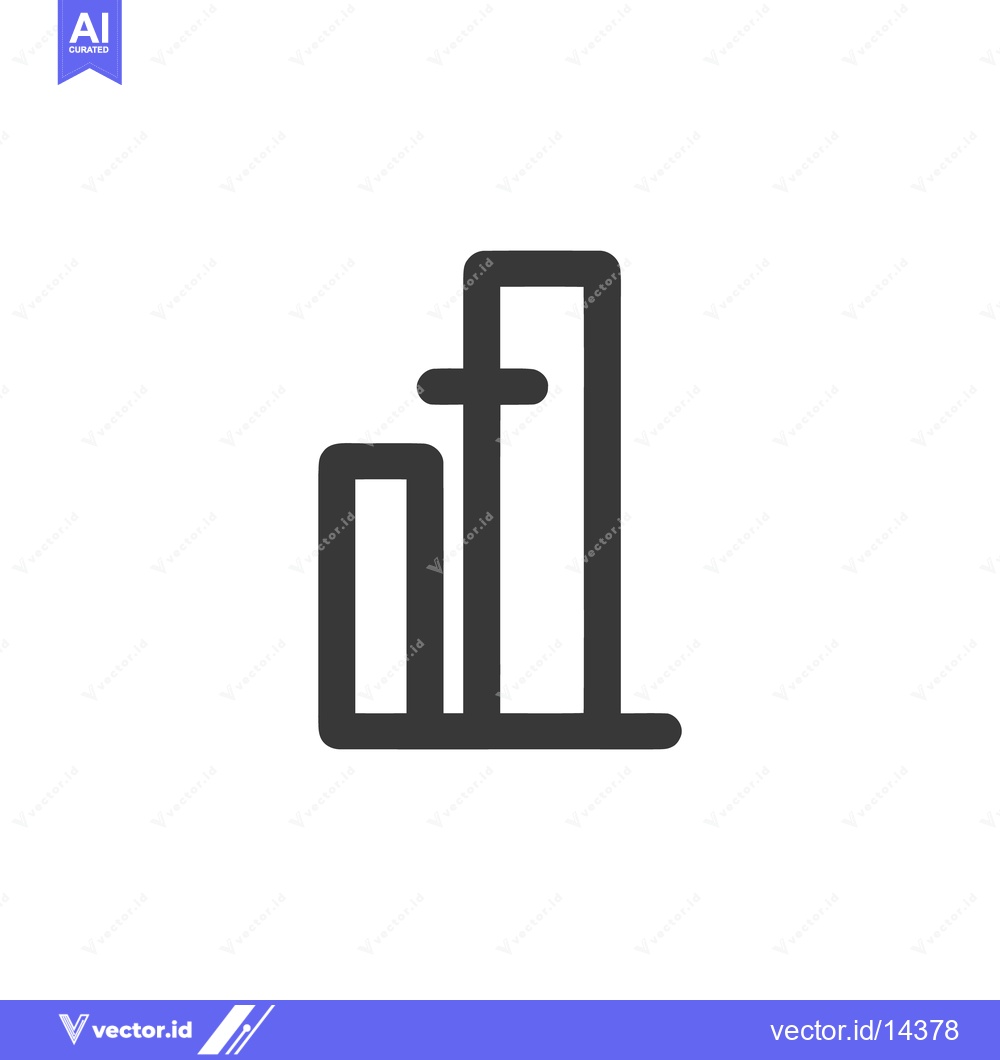 Premium Vector of Minimalist Bar Graph Icon in Dark Gray on White Background