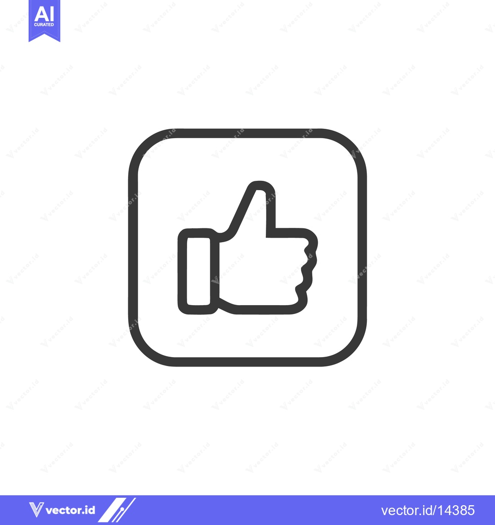 Premium Vector dari Clean Line Art: Thumbs Up Icon in Rounded Square Frame