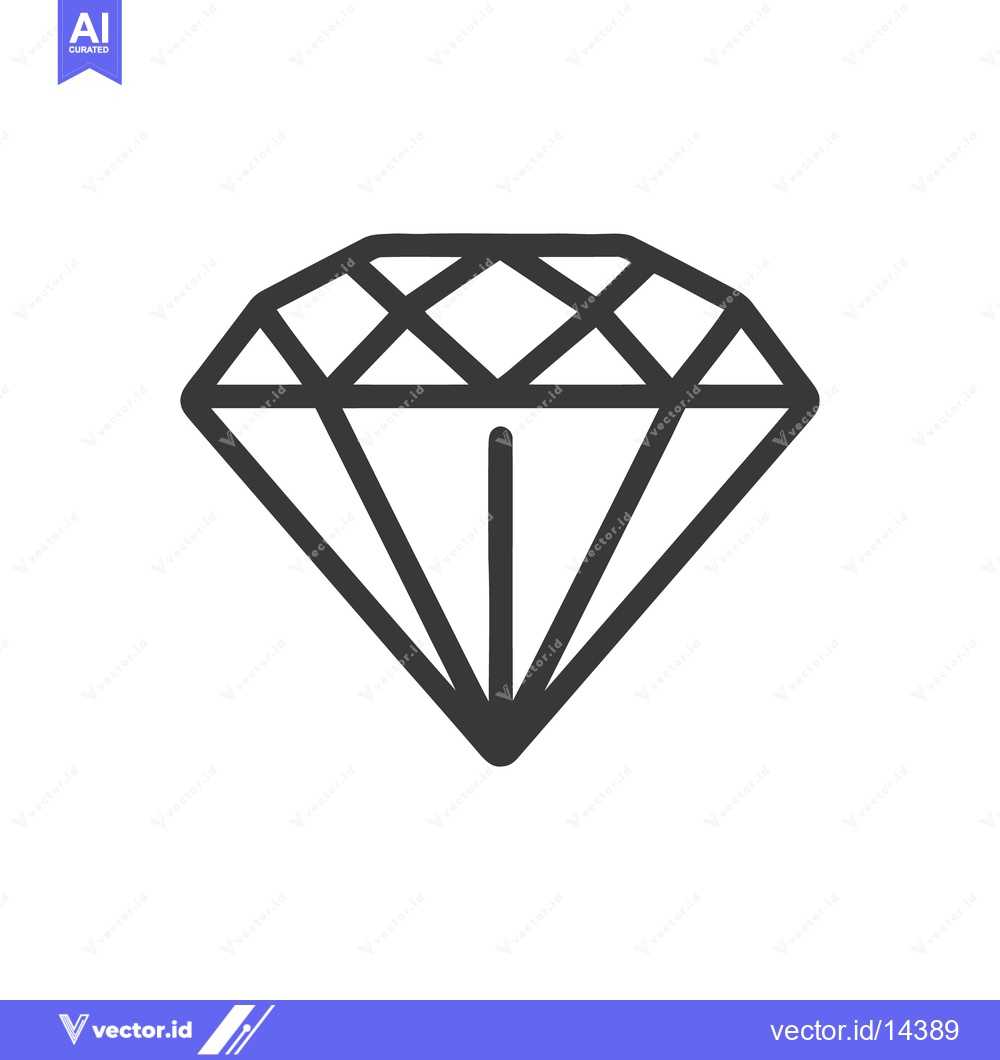 Premium Vector dari Minimalist Diamond Icon: Bold Outline, Geometric Facets, Modern Design