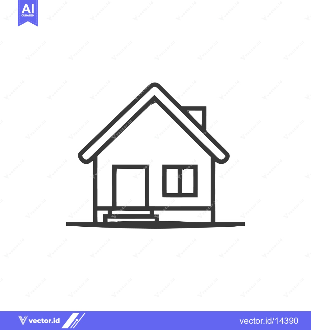 Premium Vector of Minimalist House Icon: Simple Black Outline on White Background
