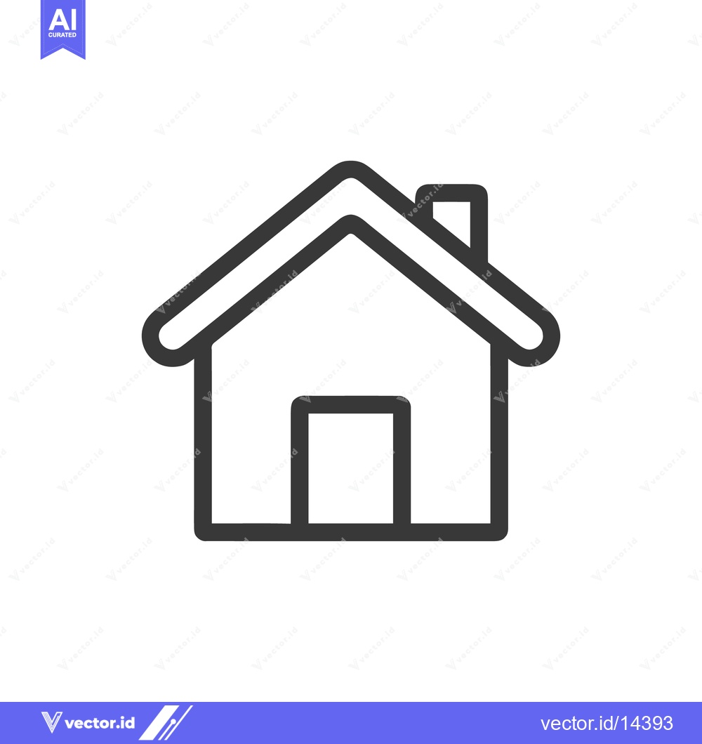 Premium Vector of Simple House Icon with Chimney, Black Outline on White Background