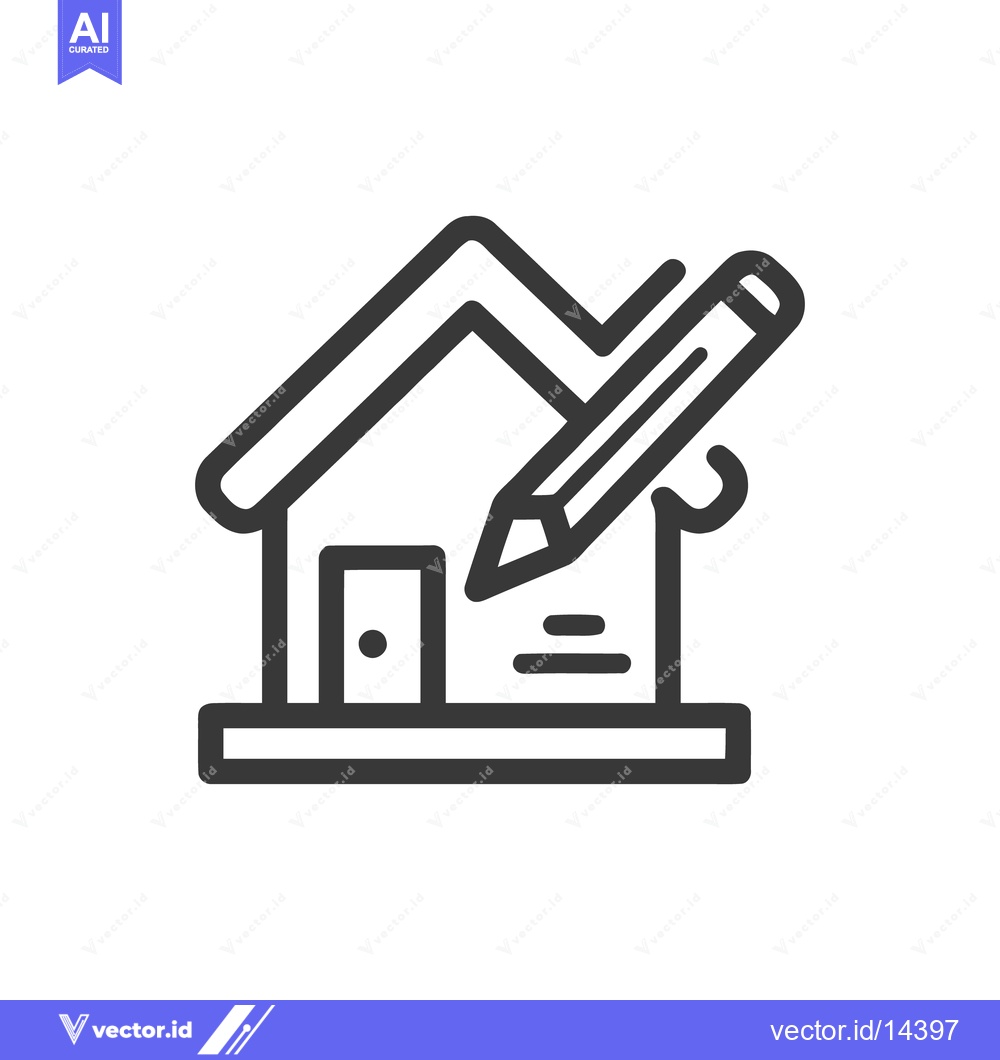 Premium Vector of House Design Icon: Pencil Drawing a Home Outline, Minimalist Style
