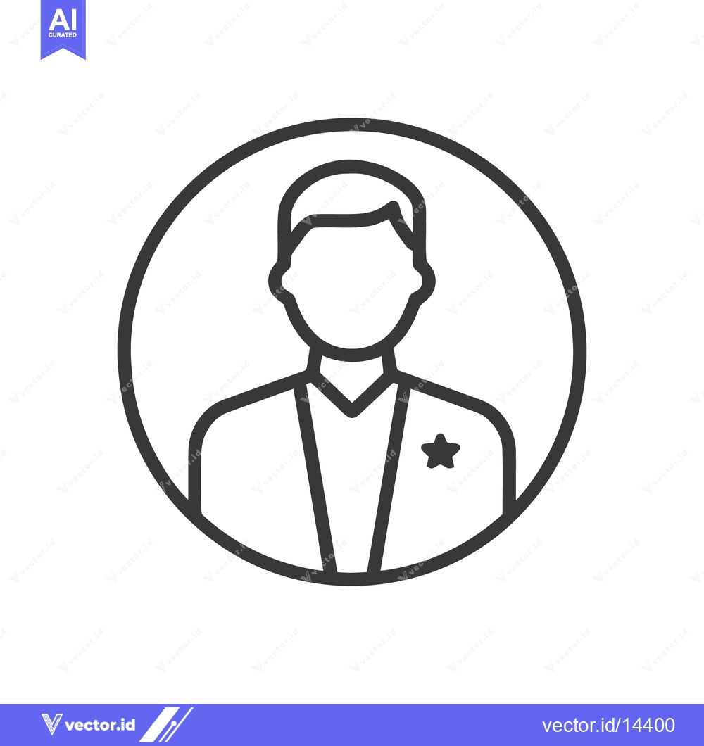 Premium Vector of Sheriff Icon: Minimalist Portrait with Star Badge in Circle Frame