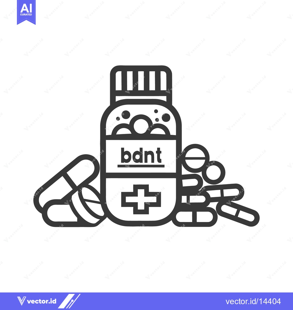 Premium Vector dari A stylized illustration showing medicine pills and a pill bottle