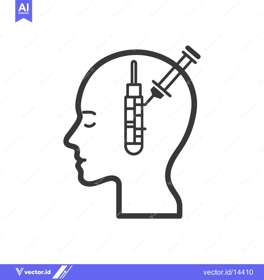 Premium Vector dari A human head silhouette being injected with a medical solution