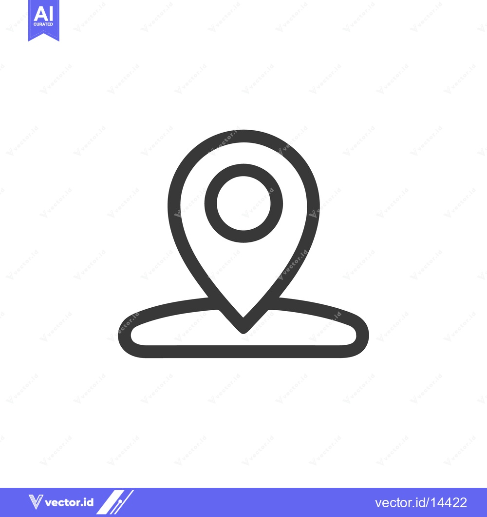 Premium Vector of Minimalist Location Pin Icon in Bold Outline on White Background