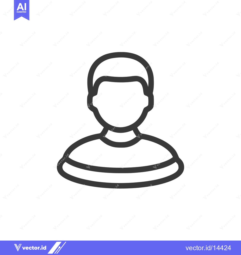 Premium Vector of Minimalist Person Icon: Faceless Figure in Striped Shirt, Outline Styl