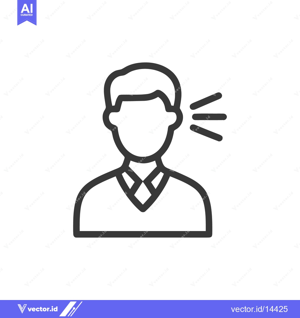 Premium Vector of Minimalist Icon of Man Speaking or Whispering, Communication Concept