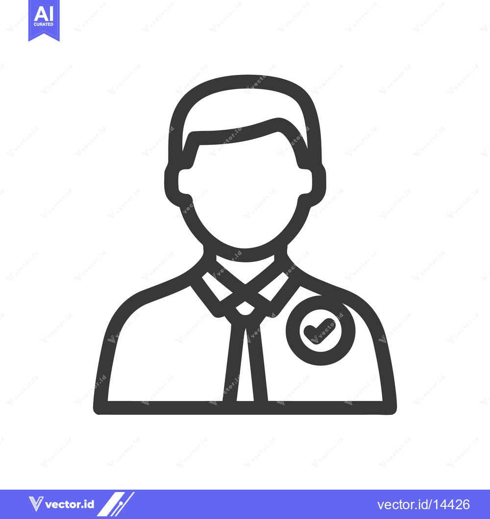 Premium Vector dari Approved Profile Icon: Minimalist Outline of Professional with Checkma