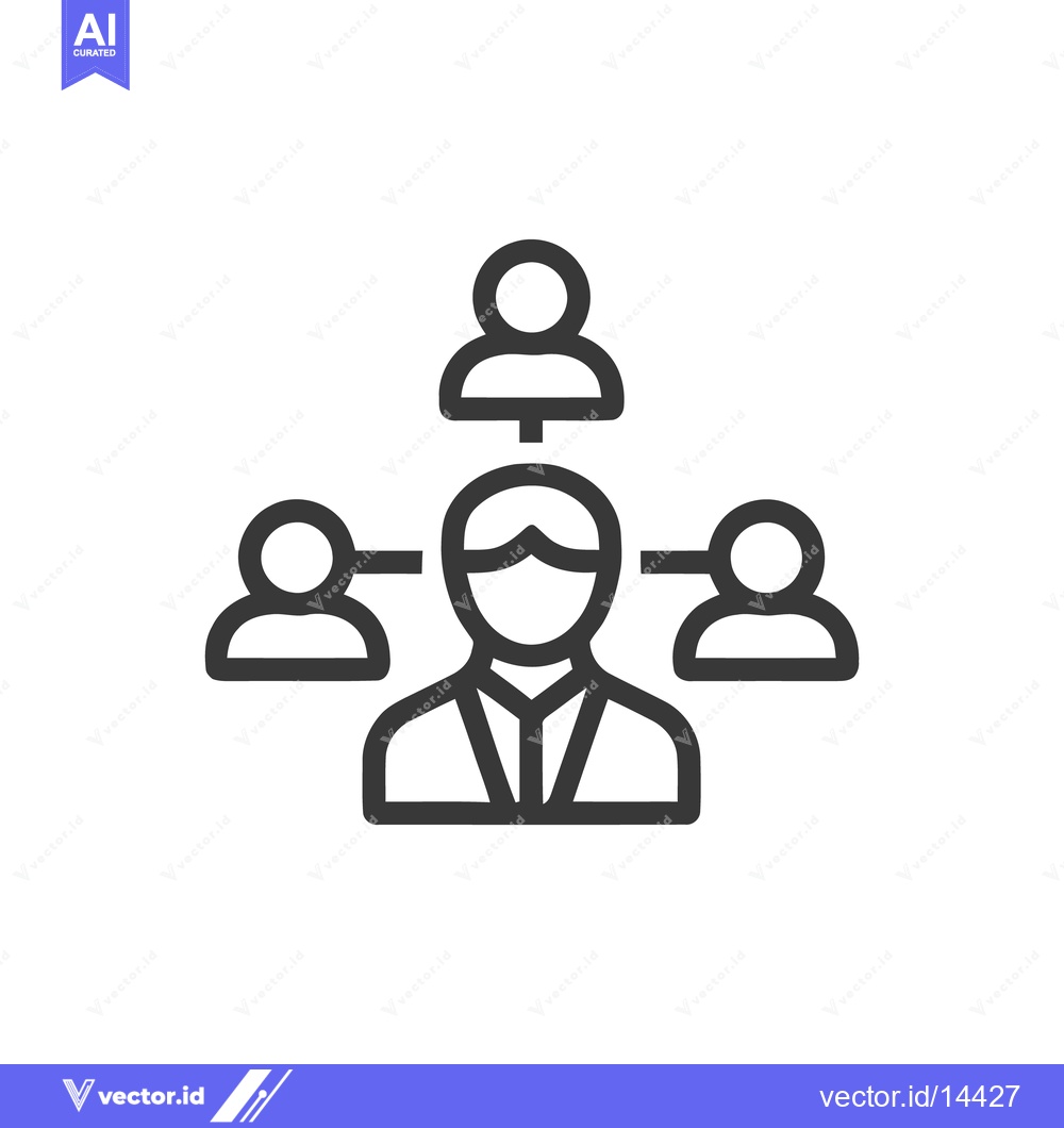 Premium Vector of Simple Teamwork Icon: Central Figure Connected to Multiple Individuals