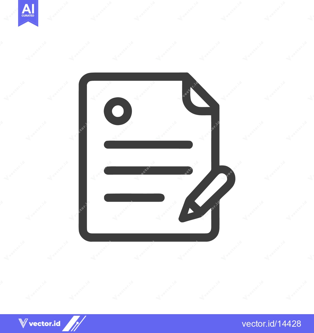Premium Vector dari Document Icon: Simple Illustration of a Paper and Pencil, Minimalist D