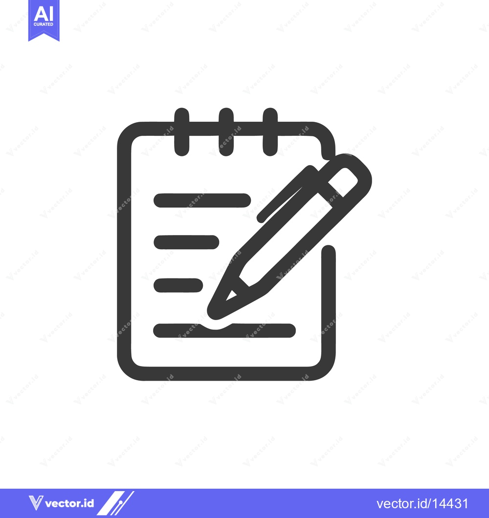 Premium Vector dari Notepad with Pen Icon: Writing and Note-Taking Symbol
