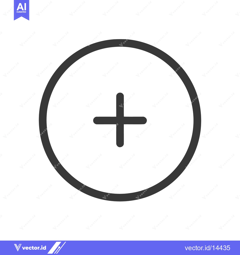Premium Vector dari Simple Plus Sign in Circle, Dark Gray on White Background