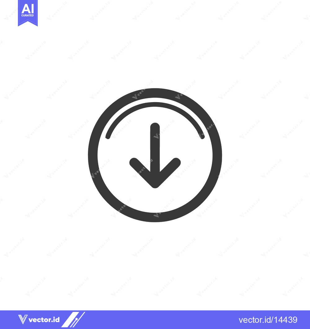 Premium Vector of Simple Downward Arrow Icon in Circle, Minimalist Design, Vector Illust