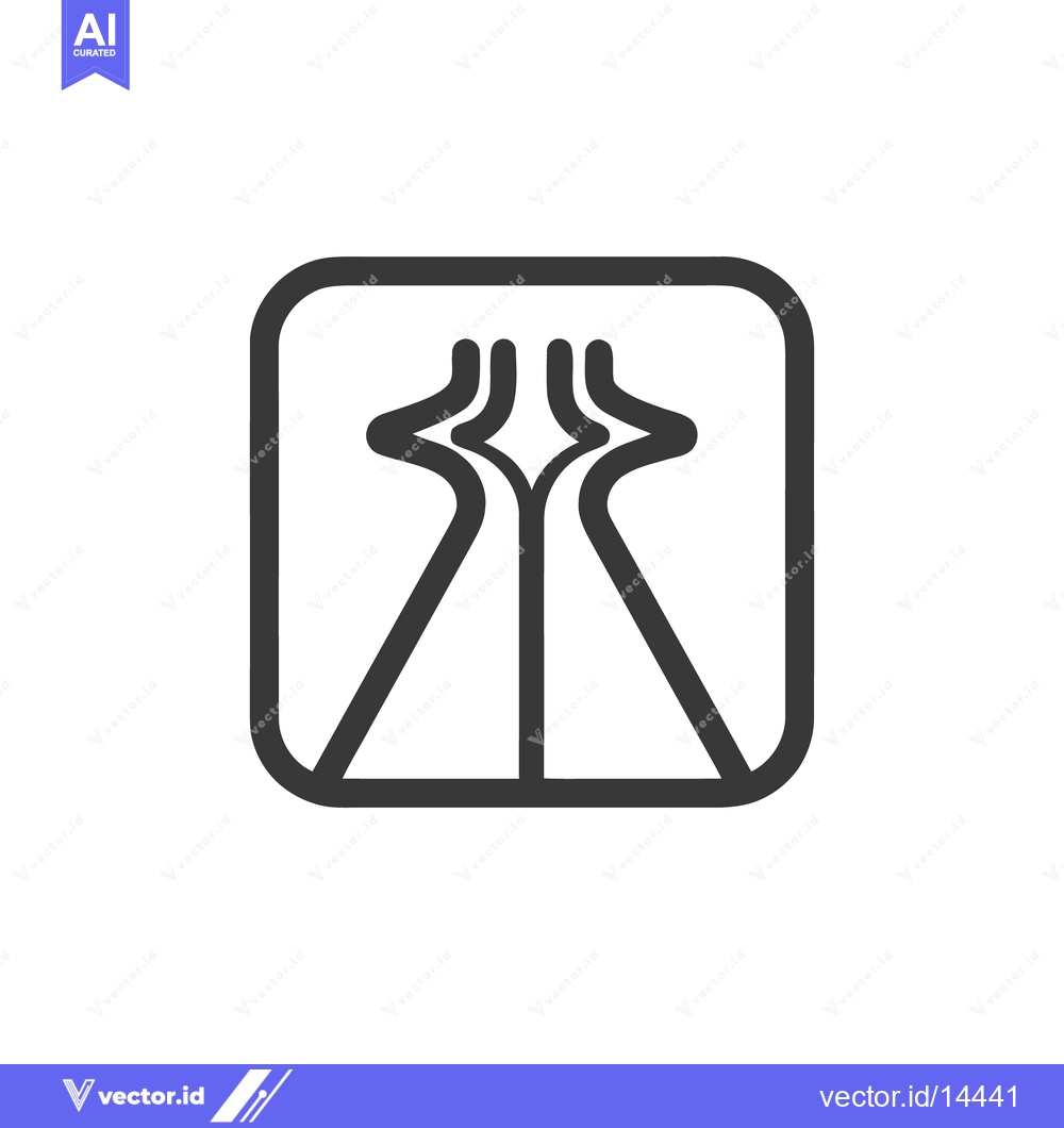 Premium Vector of Abstract Road Icon in Rounded Square Frame, Minimalist Design