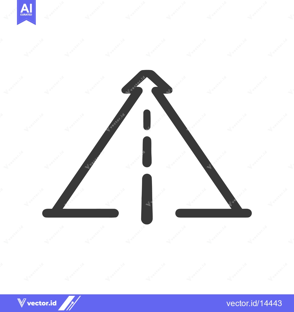 Premium Vector of Minimalist Road Icon: Upward Arrow and Dotted Line on White Background