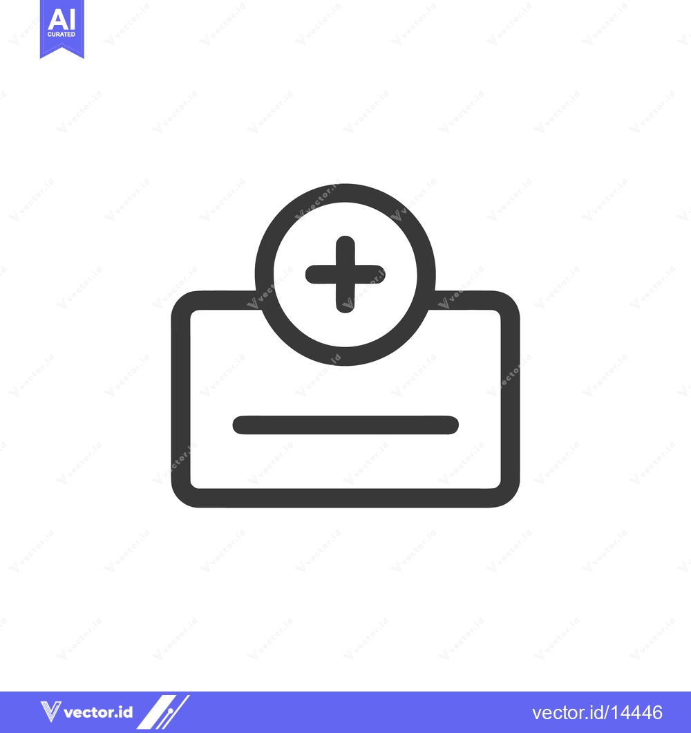 Premium Vector dari Add New Item Icon: Minimalist Black Line Art on White Background