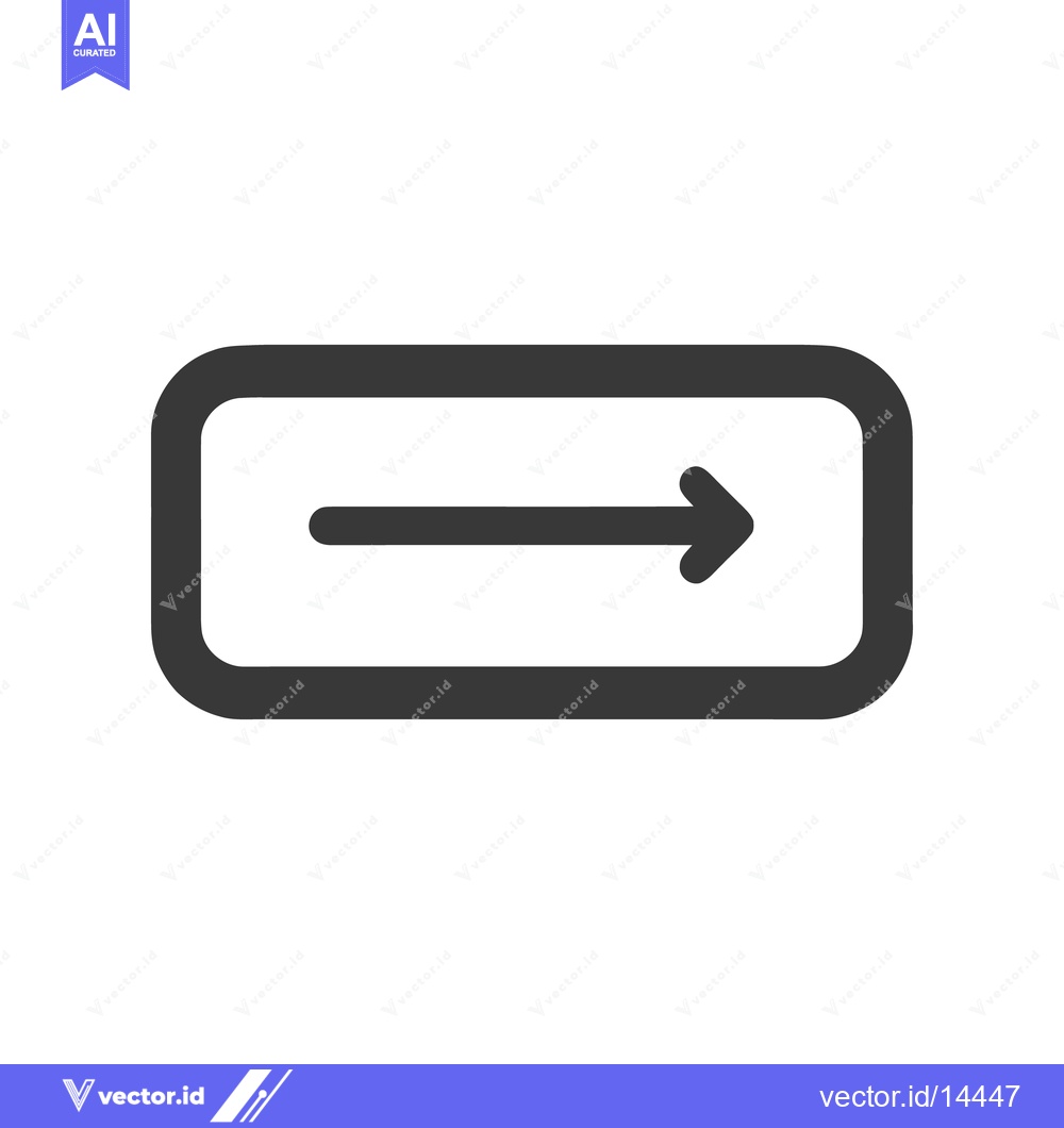 Premium Vector dari Simple Right Arrow Icon in Rectangle: Direction, Progress, Forward, Si