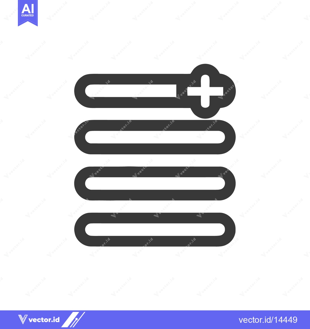 Premium Vector dari Add New List Icon: Bold Black Lines with Plus Symbol on White