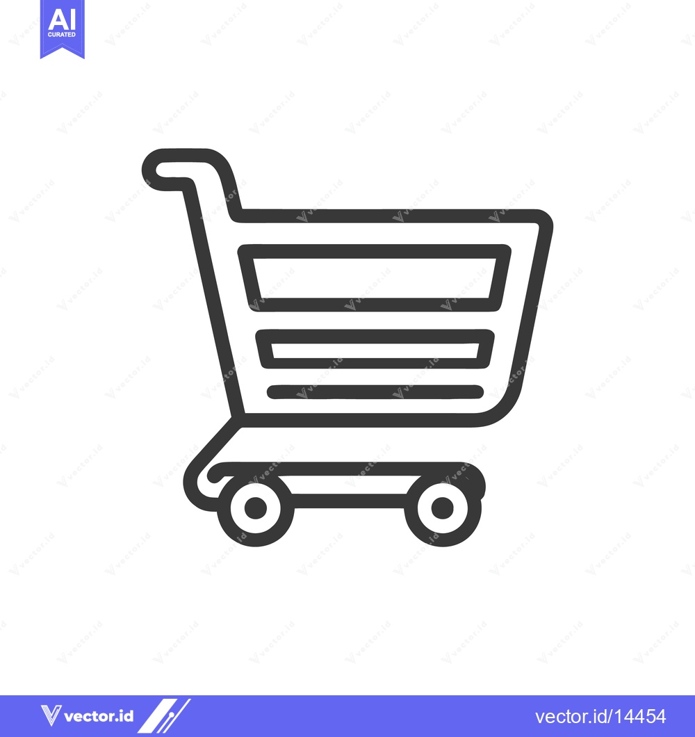 Premium Vector of Minimalist Shopping Cart Icon: Clean, Bold Line Art for E-commerce Des