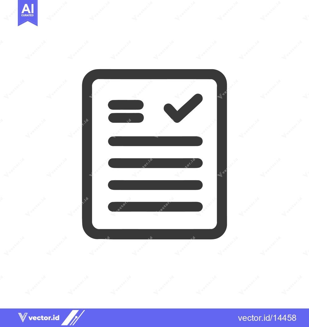 Premium Vector dari Completed Document Icon: Dark Gray Checklist with Checkmark Symbol