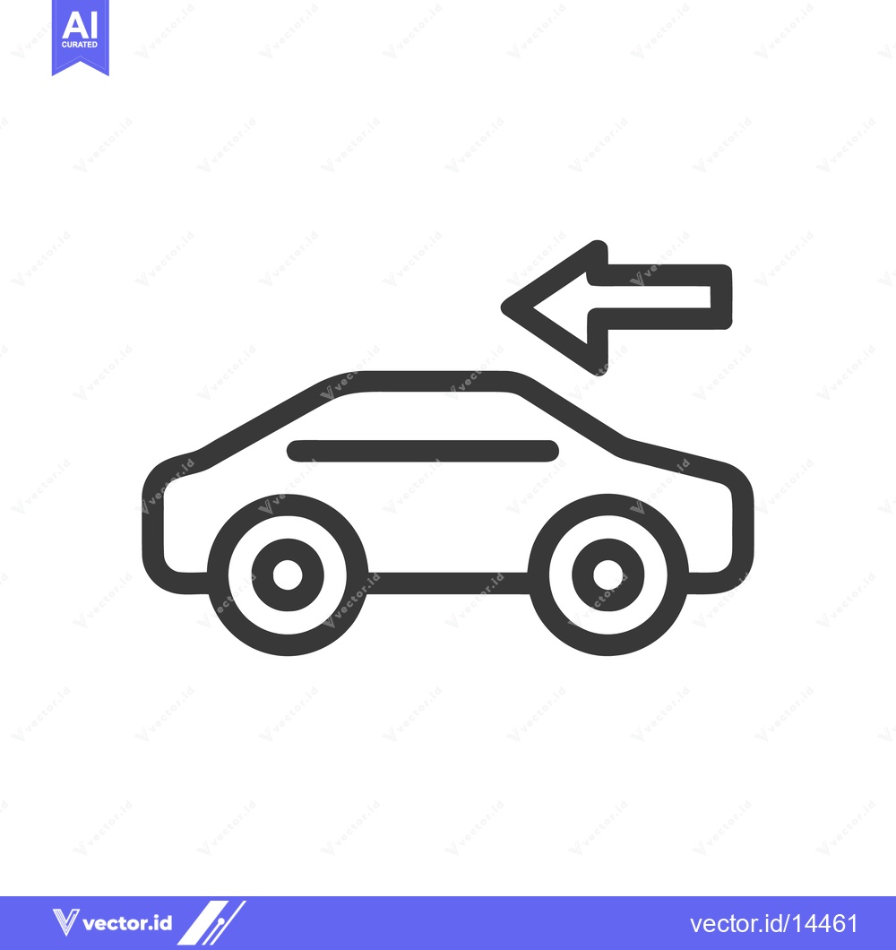 Premium Vector dari Simple Line Art Car Icon with Directional Arrow