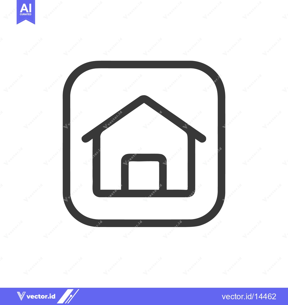Premium Vector of Minimalist Home Icon: Rounded Square Frame Enclosing Simple House Line