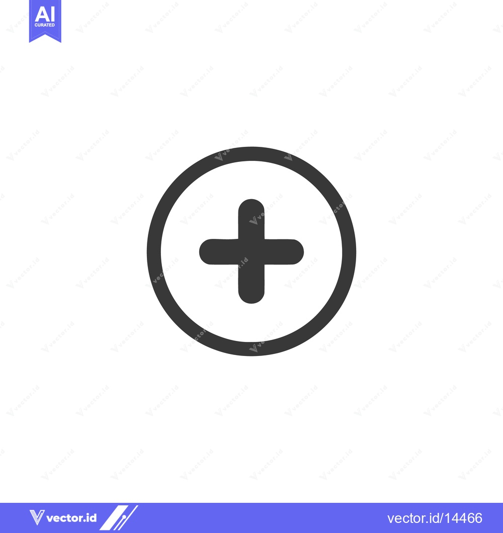 Premium Vector of Simple Black Plus Sign Inside Circle on White Background