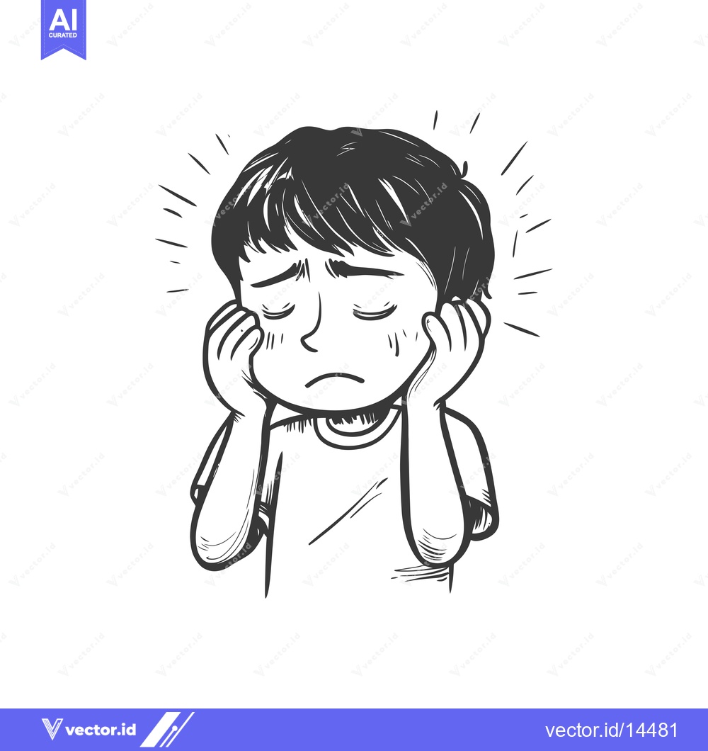 Premium Vector dari A Depressed Boy with Short Dark Hair and a Sad Expression