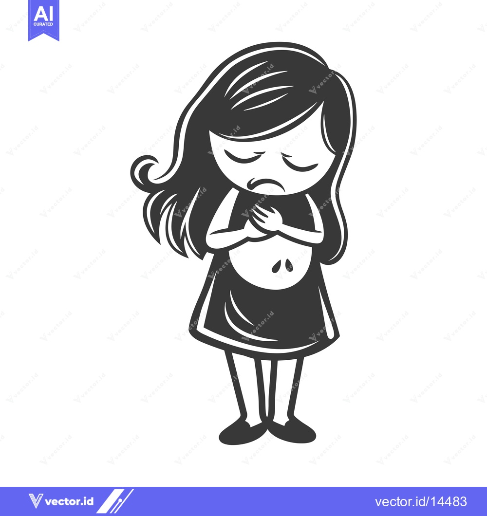 Premium Vector dari A Depressed Girl Holding Her Chest with a Sad Expression