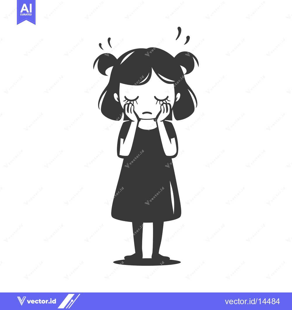 Premium Vector dari A Depressed Girl With Her Hands On Her Face
