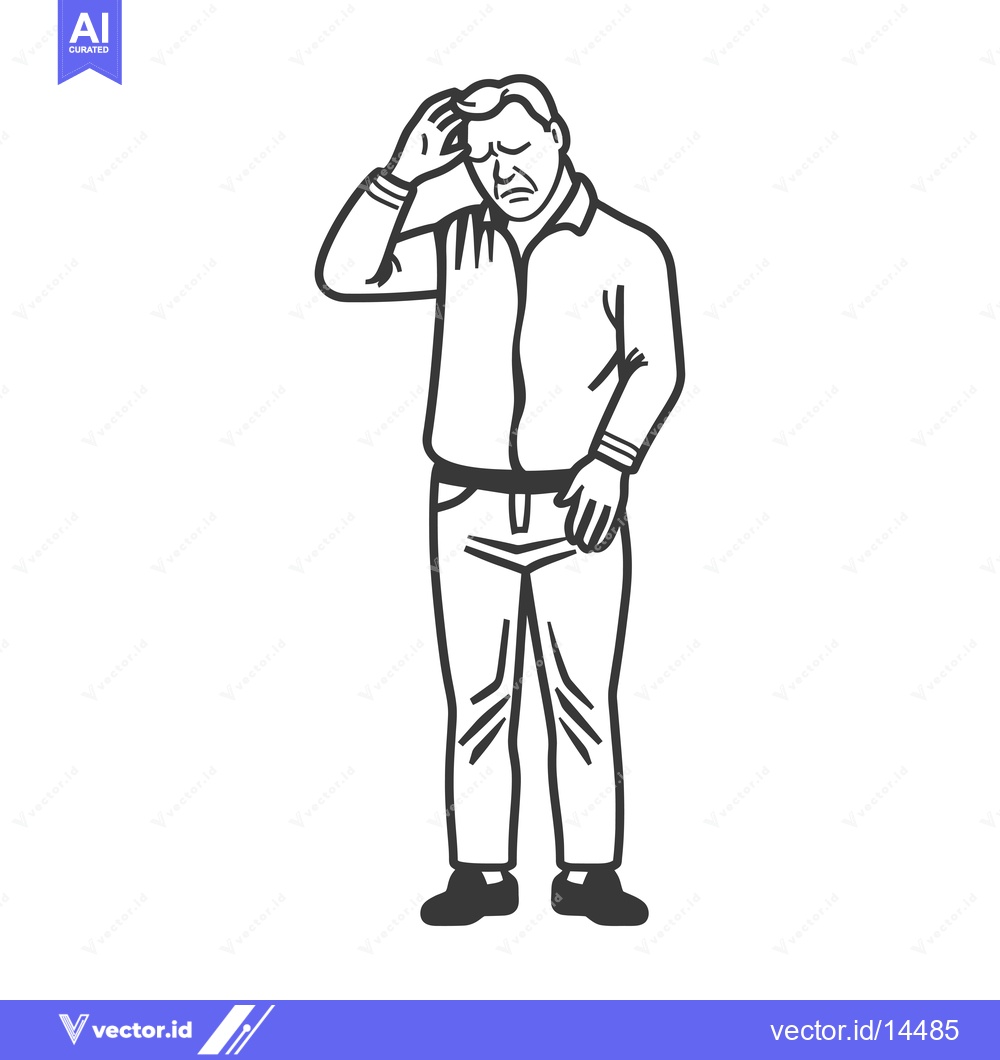 Premium Vector of A Depressed Man Holding His Head with a Frown