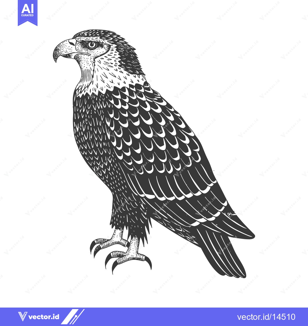 Premium Vector dari A Detailed Black and White Illustration of a Hawk