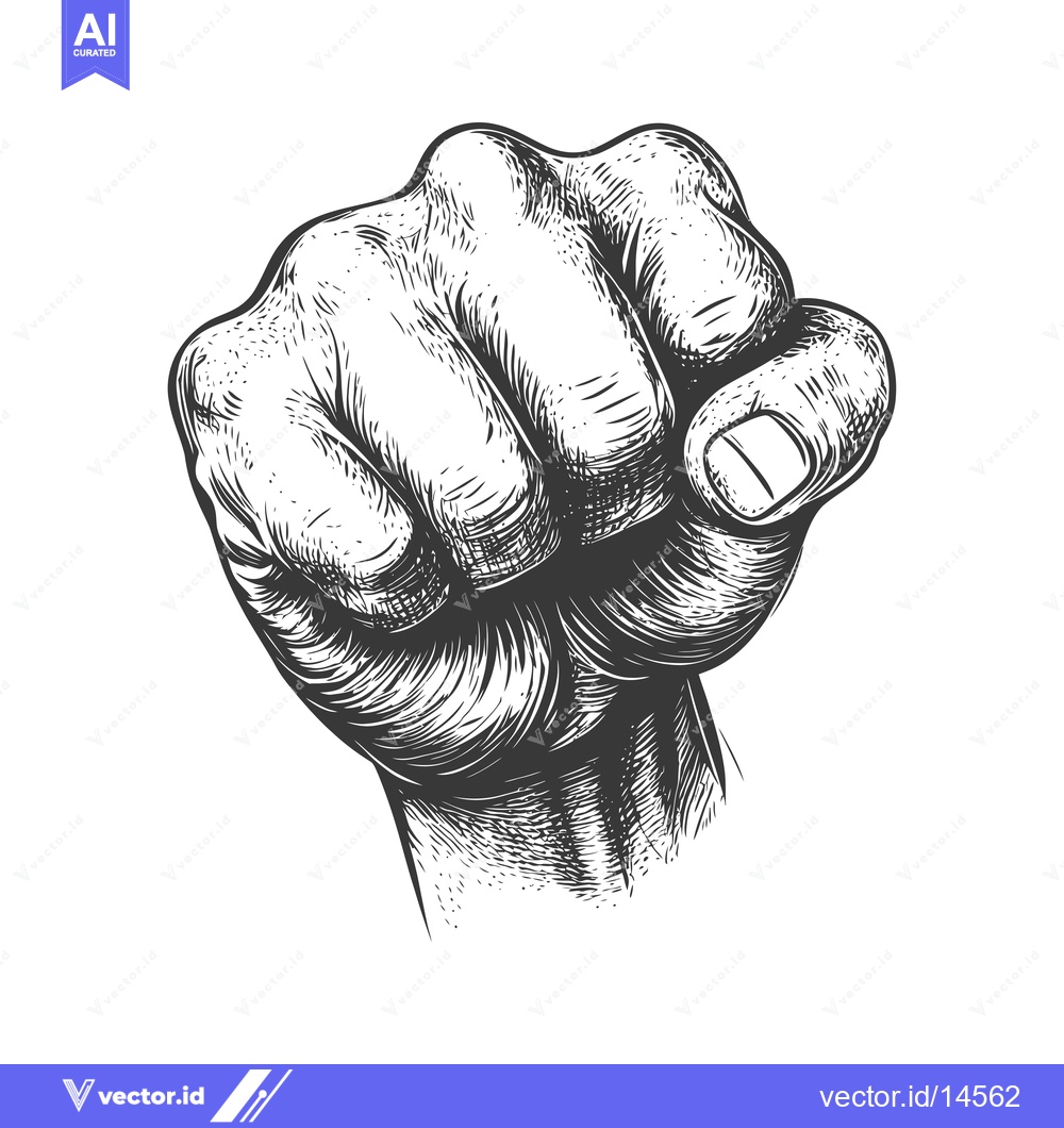 Premium Vector of A Detailed Drawing of a Clenched Fist