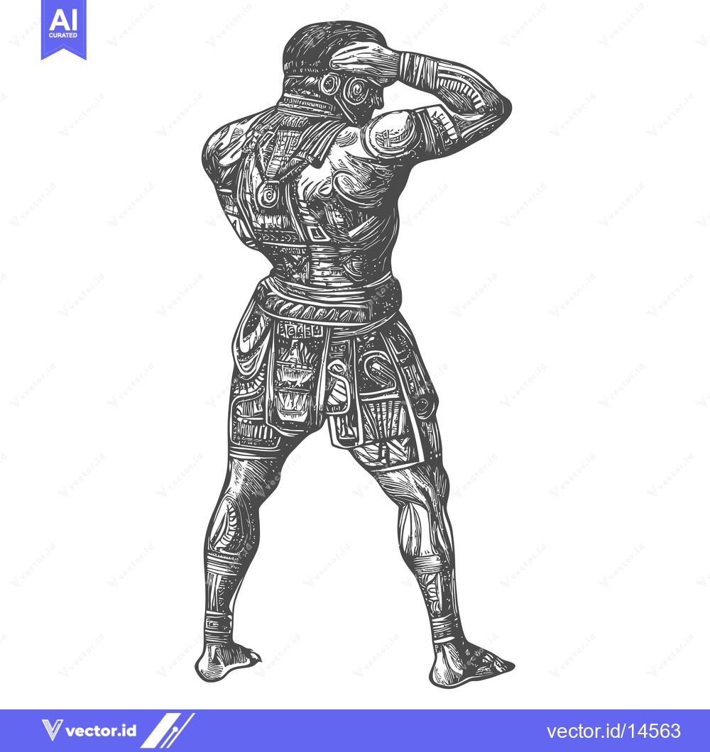 Premium Vector dari A detailed drawing of a male figure with intricate body art and a hand