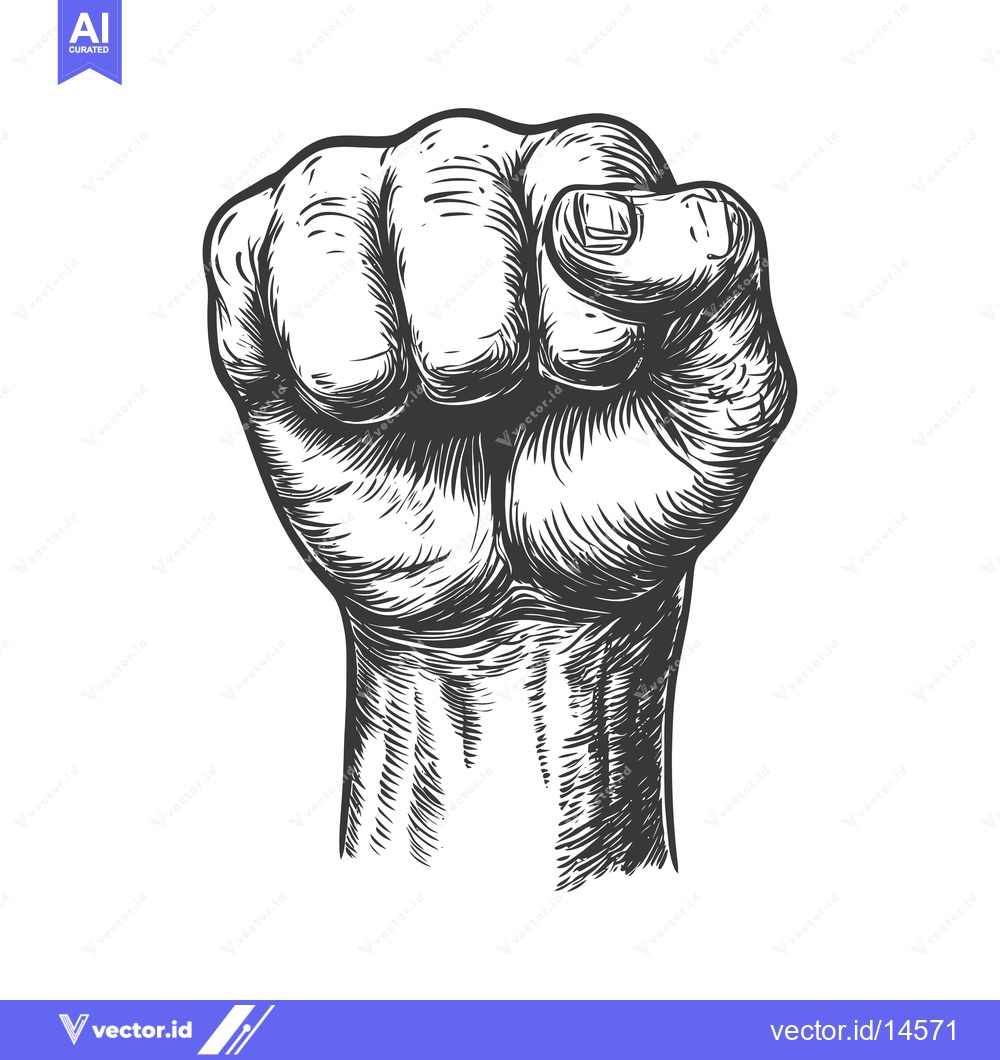 Premium Vector of A Detailed Hand-Drawn Illustration of a Clenched Fist