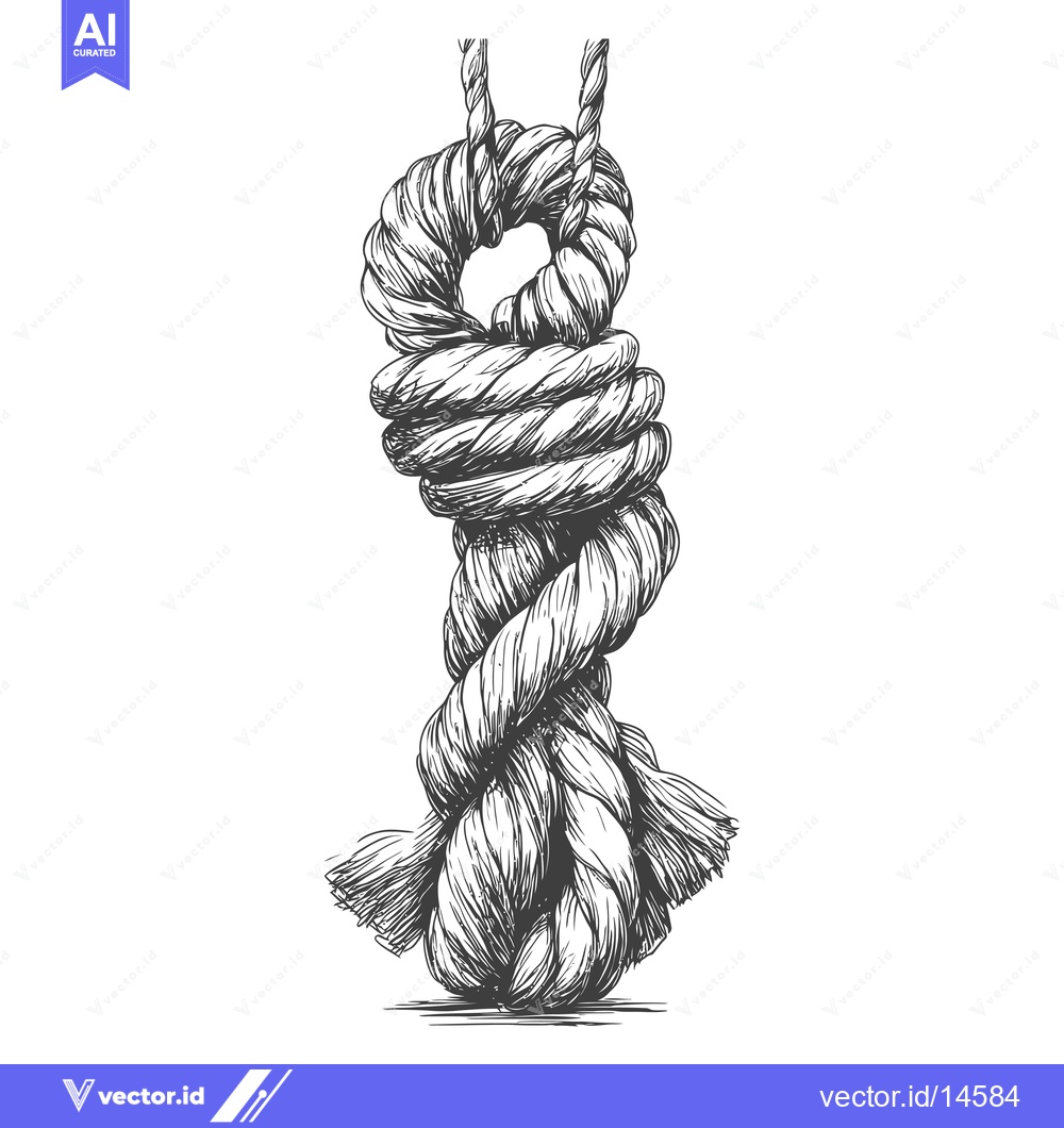 Premium Vector dari A Detailed Hand-Drawn Sketch of a Rope Knot