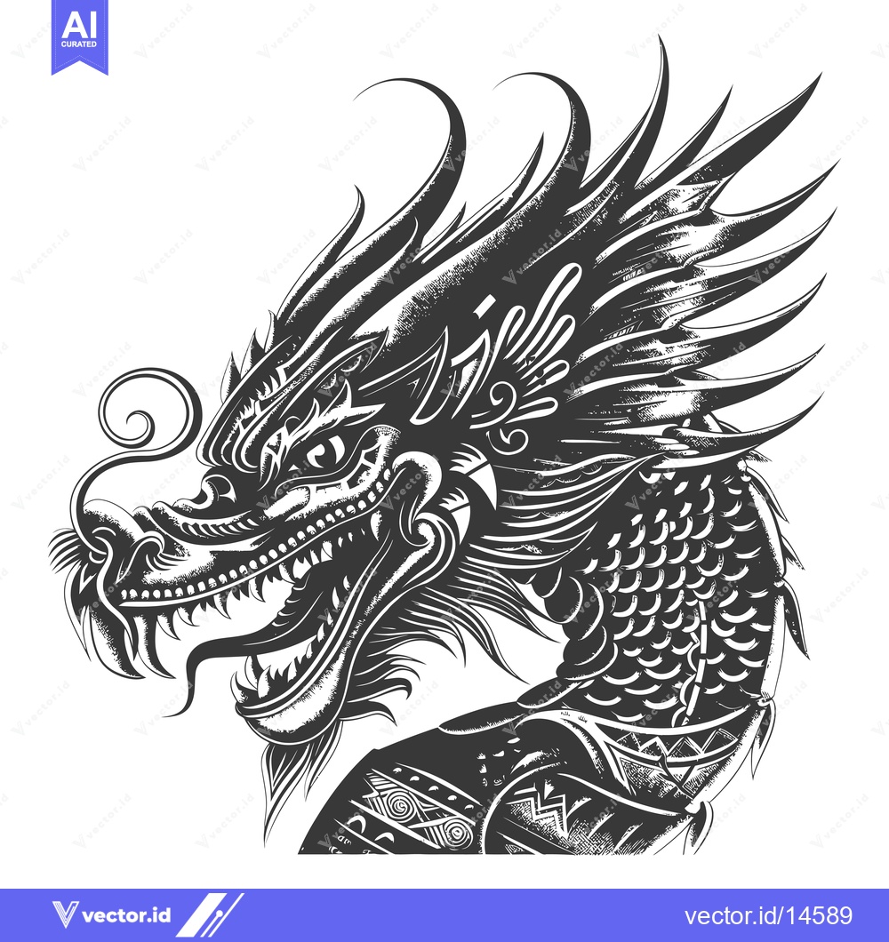 Premium Vector dari A Detailed Illustration of a Chinese Dragon's Head