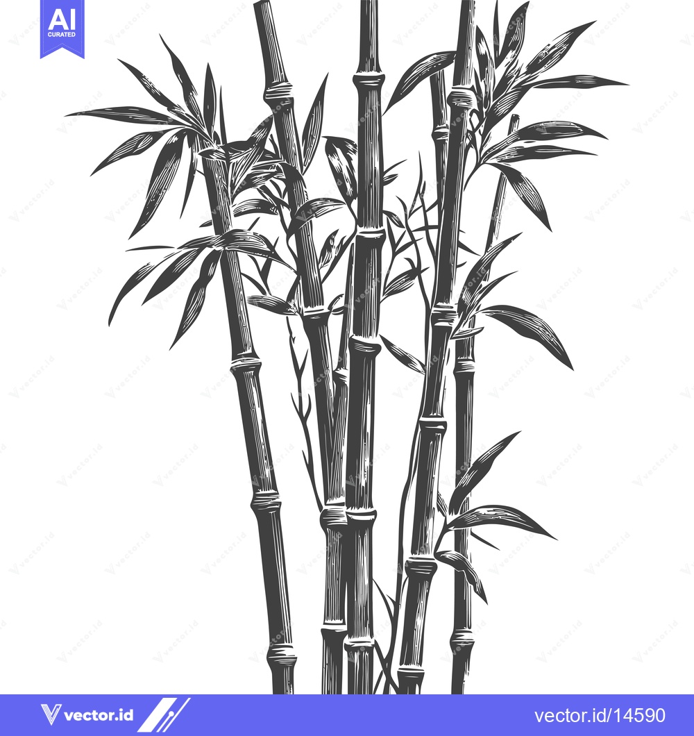 Premium Vector of A Detailed Illustration of a Cluster of Bamboo Stalks