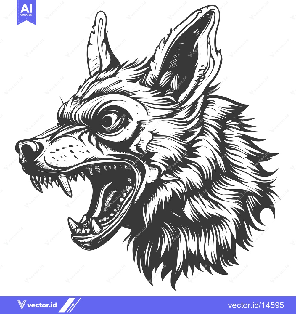 Premium Vector dari A Detailed Illustration of a Growling Wolf's Head