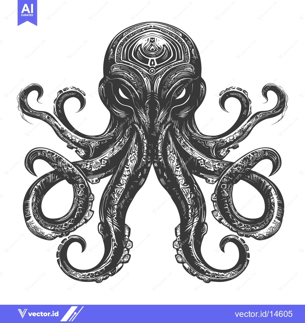 Premium Vector dari A Detailed Illustration of an Octopus with an Intricate Pattern on Its