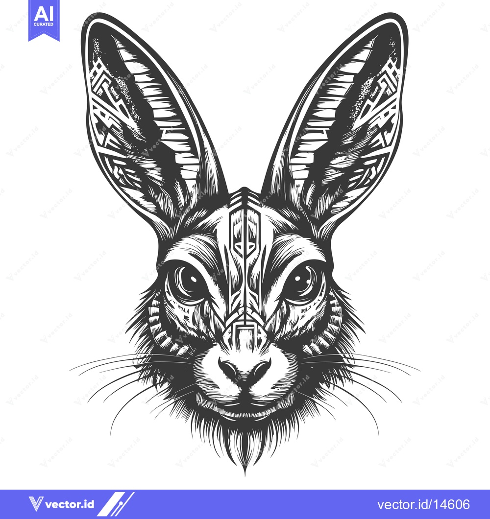 Premium Vector dari A detailed illustration of a rabbit's head with intricate patterns on