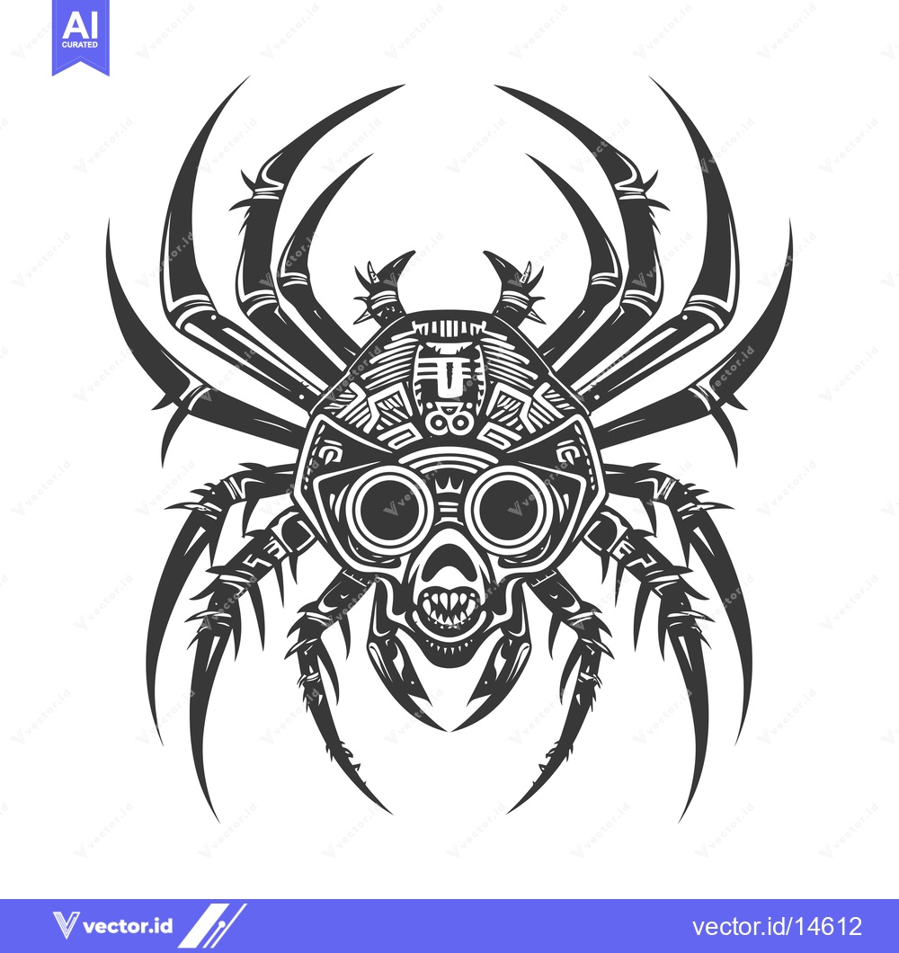 Premium Vector dari A Detailed Illustration of a Robotic Spider with a Mechanical Head and