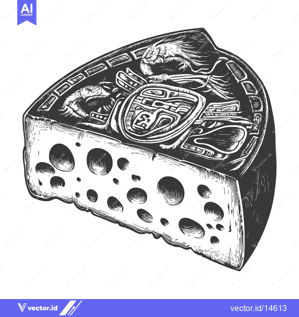 Premium Vector dari A Detailed Illustration of a Slice of Swiss Cheese