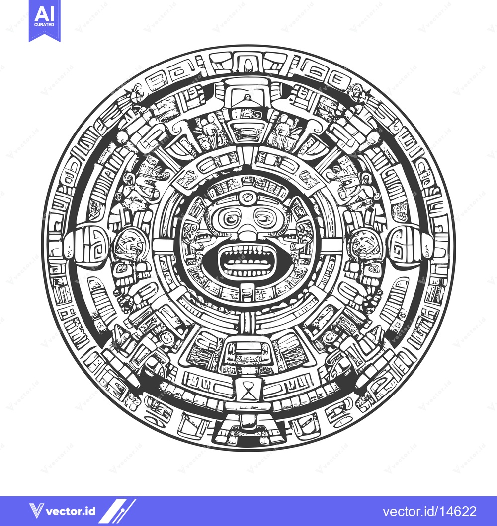 Premium Vector dari A Detailed Illustration of the Aztec Calendar Stone