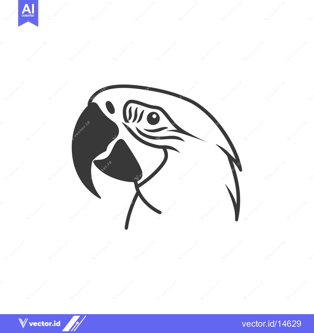Premium Vector of A Detailed Line Art Illustration of a Parrot's Head