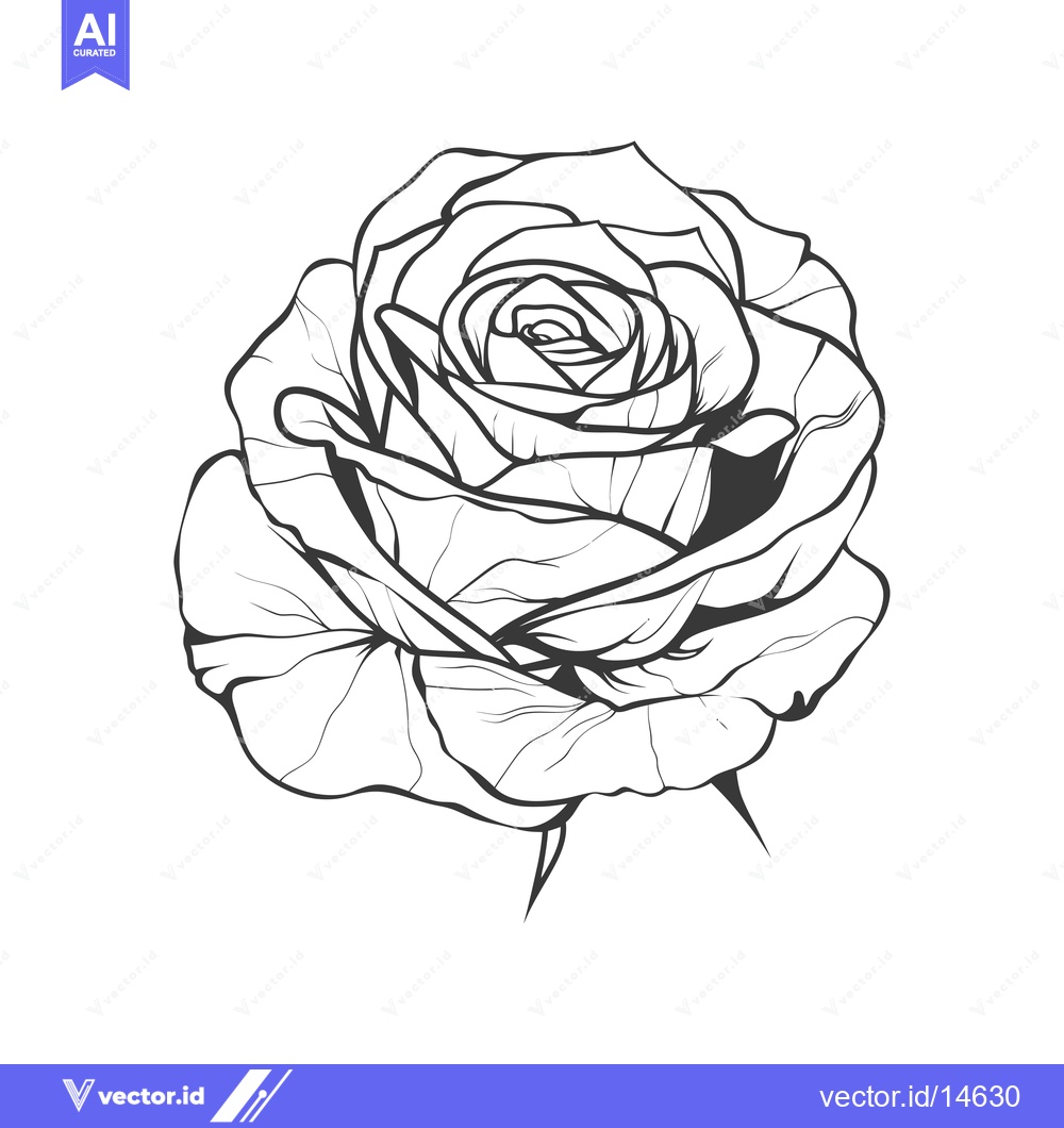 Premium Vector of A Detailed Line Art Illustration of a Single Rose