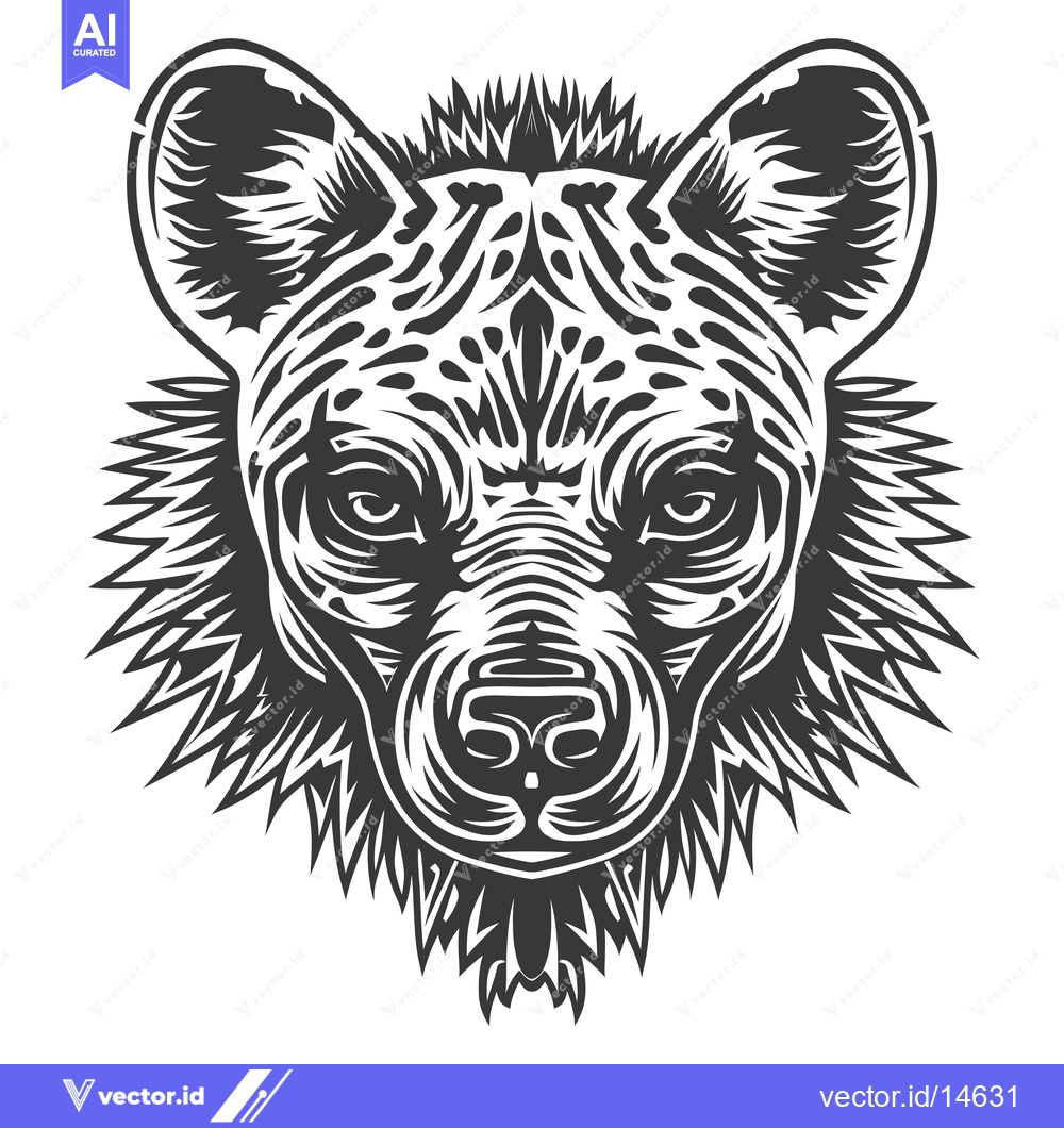 Premium Vector of A Detailed Line Art Illustration of a Spotted Hyena Head